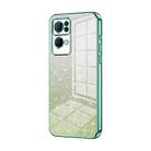 For OPPO Reno7 Pro Gradient Glitter Powder Electroplated Phone Case(Green) - 1