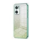 For OPPO Reno7 SE Gradient Glitter Powder Electroplated Phone Case(Green) - 1