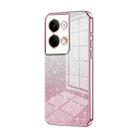 For OPPO Reno9 / Reno9 Pro Gradient Glitter Powder Electroplated Phone Case(Pink) - 1