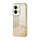 For OPPO Reno9 / Reno9 Pro Gradient Glitter Powder Electroplated Phone Case(Gold) - 1