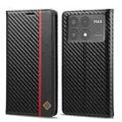 For Xiaomi Poco X6 Pro 5G LC.IMEEKE Carbon Fiber Texture Flip Leather Phone Case(Vertical Black) - 1