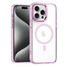 For iPhone 15 Pro MagSafe Magnetic Clear Phone Case(Pink) - 1