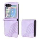 For Samsung Galaxy Z Flip5 5G YX0060 Elephant Head Embossed Phone Leather Case with Lanyard(Light Purple) - 1