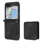 For Samsung Galaxy Z Flip5 5G YX0060 Elephant Head Embossed Phone Leather Case with Lanyard(Black) - 1