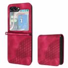 For Samsung Galaxy Z Flip5 5G YX0060 Elephant Head Embossed Phone Leather Case with Lanyard(Rose Red) - 1