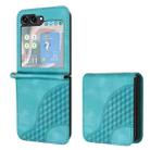 For Samsung Galaxy Z Flip5 5G YX0060 Elephant Head Embossed Phone Leather Case with Lanyard(Light Blue) - 1