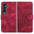 For Samsung Galaxy Z Fold4 5G YX0060 Elephant Head Embossed Phone Leather Case with Lanyard(Rose Red) - 1