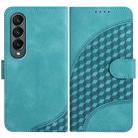 For Samsung Galaxy Z Fold4 5G YX0060 Elephant Head Embossed Phone Leather Case with Lanyard(Light Blue) - 1