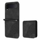 For Samsung Galaxy Z Flip4 5G YX0060 Elephant Head Embossed Phone Leather Case with Lanyard(Black) - 1