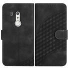 For Fujitsu Arrows Be3 YX0060 Elephant Head Embossed Phone Leather Case with Lanyard(Black) - 1