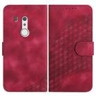 For Fujitsu Arrows Be3 YX0060 Elephant Head Embossed Phone Leather Case with Lanyard(Rose Red) - 1