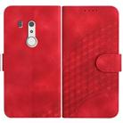 For Fujitsu Arrows Be3 YX0060 Elephant Head Embossed Phone Leather Case with Lanyard(Red) - 1
