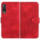 For Rakuten Hand YX0060 Elephant Head Embossed Phone Leather Case with Lanyard(Red) - 1