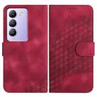 For vivo V30 Lite 5G India/T3 5G IDN YX0060 Elephant Head Embossed Phone Leather Case with Lanyard(Rose Red) - 1