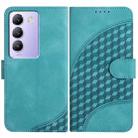 For vivo V30 Lite 5G India/T3 5G IDN YX0060 Elephant Head Embossed Phone Leather Case with Lanyard(Light Blue) - 1