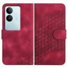 For vivo V29 5G Global/V29 Pro YX0060 Elephant Head Embossed Phone Leather Case with Lanyard(Rose Red) - 1