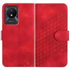 For vivo Y02A 4G/Y02 4G/Y11 2023/Y02t YX0060 Elephant Head Embossed Phone Leather Case with Lanyard(Red) - 1