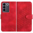 For vivo V27 5G Global/V27 Pro 5G Global YX0060 Elephant Head Embossed Phone Leather Case with Lanyard(Red) - 1
