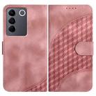 For vivo V27e 4G Global/T2 4G Global YX0060 Elephant Head Embossed Phone Leather Case with Lanyard(Pink) - 1