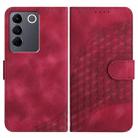 For vivo V27e 4G Global/T2 4G Global Elephant Head Embossed Phone Leather Case with Lanyard(Rose Red) - 1