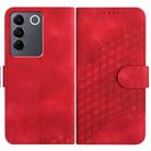 For vivo V27e 4G Global/T2 4G Global YX0060 Elephant Head Embossed Phone Leather Case with Lanyard(Red) - 1