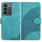 For vivo V27e 4G Global/T2 4G Global YX0060 Elephant Head Embossed Phone Leather Case with Lanyard(Light Blue) - 1