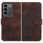 For vivo V27e 4G Global/T2 4G Global YX0060 Elephant Head Embossed Phone Leather Case with Lanyard(Coffee) - 1