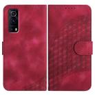 For vivo Y72 5G/iQOO Z3/Y52 5G YX0060 Elephant Head Embossed Phone Leather Case with Lanyard(Rose Red) - 1