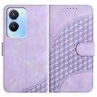 For vivo Y02s 4G Global YX0060 Elephant Head Embossed Phone Leather Case with Lanyard(Light Purple) - 1