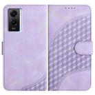 For vivo Y55s 2023 5G/Y55 5G Global YX0060 Elephant Head Embossed Phone Leather Case with Lanyard(Light Purple) - 1