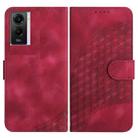 For vivo Y55s 2023 5G/Y55 5G Global YX0060 Elephant Head Embossed Phone Leather Case with Lanyard(Rose Red) - 1
