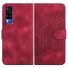 For vivo Y53s 4G/Y51a/Y33 4G YX0060 Elephant Head Embossed Phone Leather Case with Lanyard(Rose Red) - 1