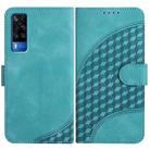 For vivo Y53s 4G/Y51a/Y33 4G YX0060 Elephant Head Embossed Phone Leather Case with Lanyard(Light Blue) - 1