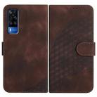 For vivo Y53s 4G/Y51a/Y33 4G YX0060 Elephant Head Embossed Phone Leather Case with Lanyard(Coffee) - 1