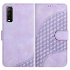 For vivo Y70s YX0060 Elephant Head Embossed Phone Leather Case with Lanyard(Light Purple) - 1