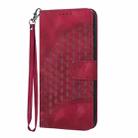 For vivo iQOO Z9s Pro / T3 Pro 5G India YX0060 Elephant Head Embossed Phone Leather Case with Lanyard(Rose Red) - 2