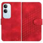 For vivo Y19s Global Elephant Head Embossed Phone Leather Case with Lanyard(Red) - 1