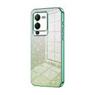 For vivo S15 Gradient Glitter Powder Electroplated Phone Case(Green) - 1