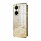 For vivo V29e Gradient Glitter Powder Electroplated Phone Case(Gold) - 1