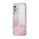 For vivo X50 Gradient Glitter Powder Electroplated Phone Case(Pink) - 1