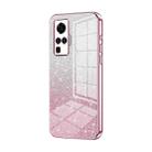 For vivo X50 Pro Gradient Glitter Powder Electroplated Phone Case(Pink) - 1