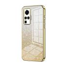 For vivo X50 Pro Gradient Glitter Powder Electroplated Phone Case(Gold) - 1