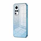 For vivo X50 Pro Gradient Glitter Powder Electroplated Phone Case(Blue) - 1