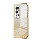 For vivo X60 Pro+ Gradient Glitter Powder Electroplated Phone Case(Gold) - 1