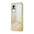 For vivo X60 Curved Screen Gradient Glitter Powder Electroplated Phone Case(Gold) - 1