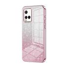 For vivo Y21 / Y33s / Y21s / T1x India Gradient Glitter Powder Electroplated Phone Case(Pink) - 1