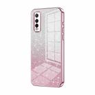 For vivo Y70s / iQOO U1 / Y51s / Y70t Gradient Glitter Powder Electroplated Phone Case(Pink) - 1