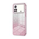 For Xiaomi Poco X4 Pro 5G Gradient Glitter Powder Electroplated Phone Case(Pink) - 1