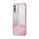 For Xiaomi Redmi Note 9 4G Gradient Glitter Powder Electroplated Phone Case(Pink) - 1