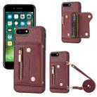 For iPhone 7 / 8 / SE 2020 DF-09 Crossbody Litchi texture Card Bag Design PU Phone Case(Wine Red) - 1